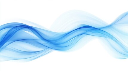 Abstract Blue Waves Flowing Seamlessly Across White Background