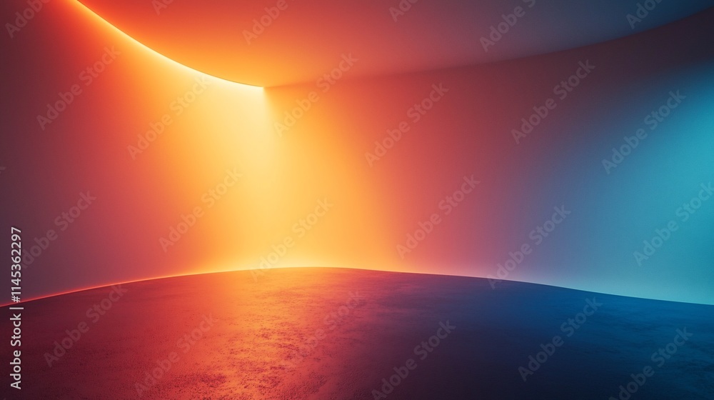 Poster abstract neon glow in a curved space.