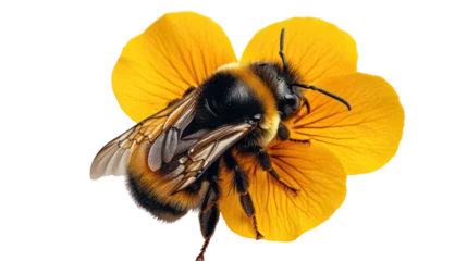 Fototapete Rund bee on yellow flower isolated on white background  © PNG