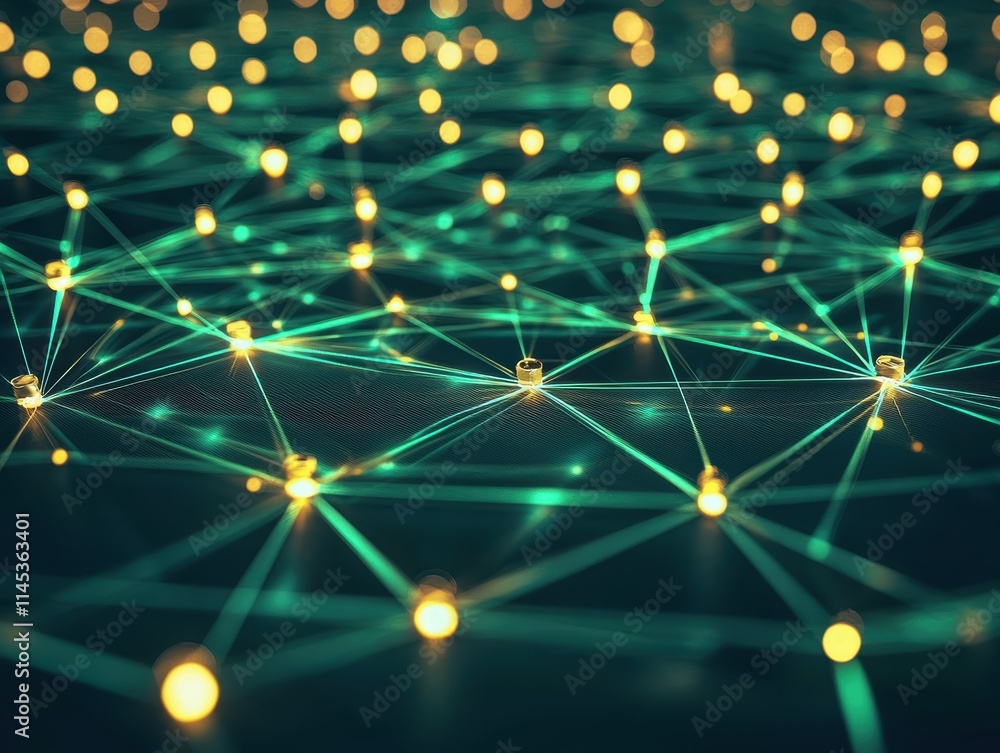 Poster abstract concept of digital connections with glowing nodes and lines