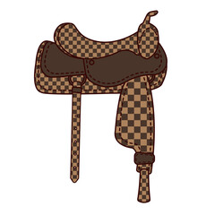 Checker Horse Saddle for Cowboy Cowgirl
