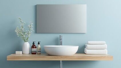 Minimalist Bathroom Design with White Sink and Towels