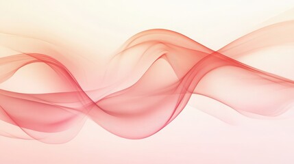 Abstract Red Waves Flowing Softly On Beige Background