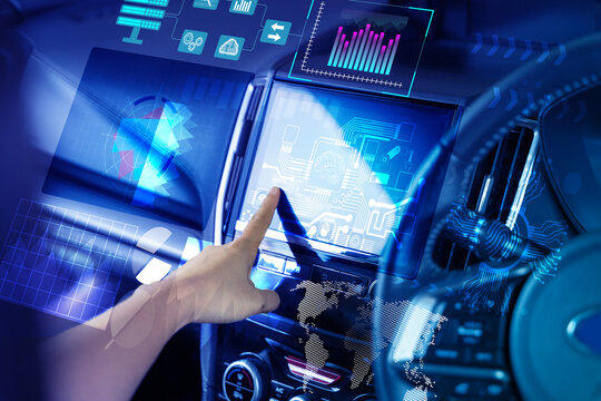 Modern smart car technology intelligent system using Heads up display