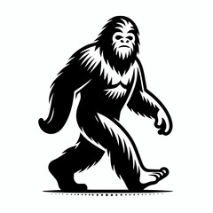 Walking bigfoot silhouette vector illustration clip art element