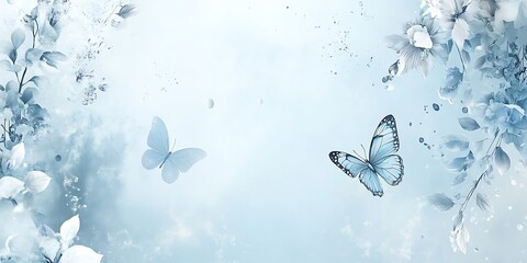 Serene Blue Butterflies Amongst Delicate Flowers