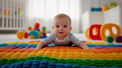 Baby Born with Love and Care in a Bright Playroom Fostering Health and Happiness Indoor Environment Cheerful Viewpoint
