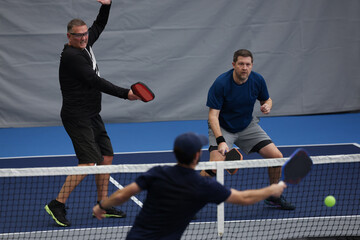Pickleball doubles action