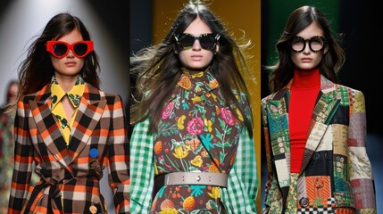 Obraz premium Stylish Model Showcasing Bold Fashion Choices on Runway Scene