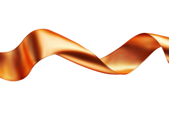 A long orange ribbon with a white background