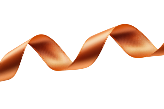A long orange ribbon with a white background
