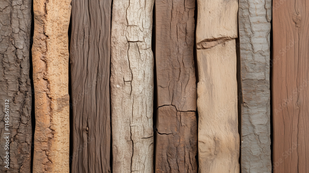 Poster different types of wood textures displayed in a vertical arrangement showcasing natural colors and p