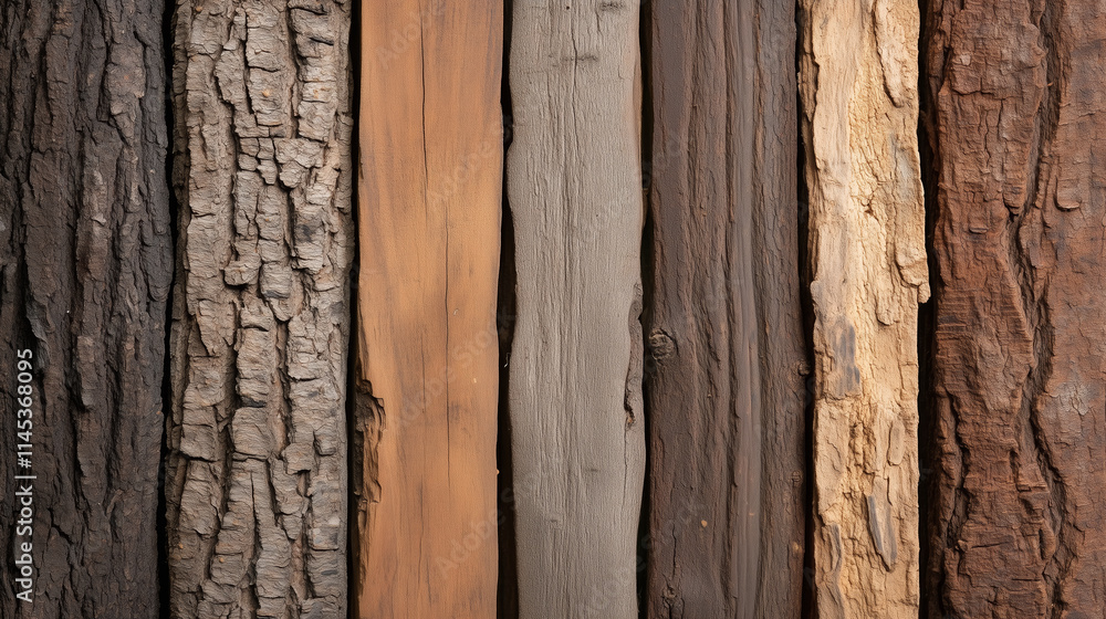 Poster different varieties of wood displayed in vertical arrangement showcasing natural textures and colors