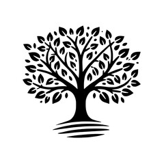 Majestic Tree of Life: A stylized black and white illustration of a majestic tree, symbolizing growth, strength, and resilience.  The design is perfect for logos, branding.