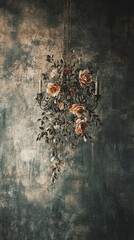 Ornate Floral Chandelier Against Textured Wall