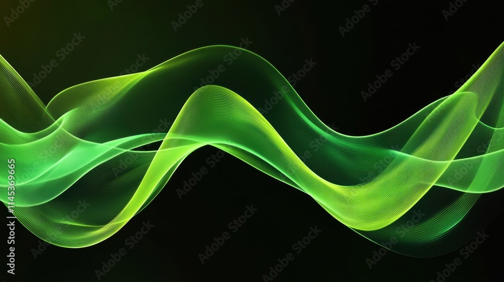 Poster ethereal green wave abstract background with flowing lines and swirls