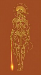 Golden Amazon Warrior Woman With Spear