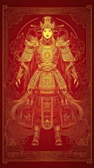 Elegant Empress in Golden Imperial Armor