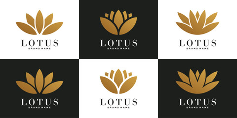 Abstract luxury lotus flower logo design