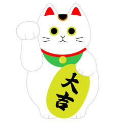 小判を持った白い招き猫