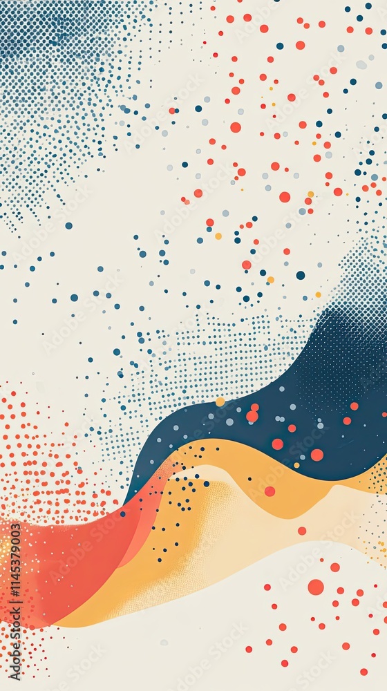 Poster abstract colorful wave pattern design with dots