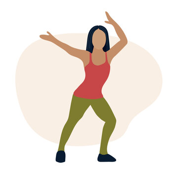 woman dancing red top green leggings clip art preview