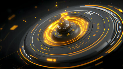 Activating an illuminated control panel, which represents accuracy and management in the operation of machinery or technology
