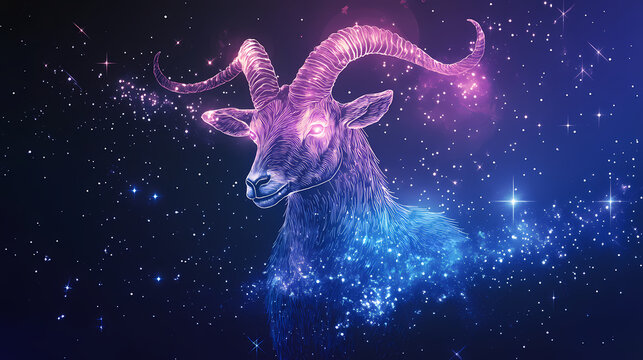 Goat capricorn, the constellation of capricorn, capricorn zodiac sign astrological background. the goat horned horoscope sign. Constellation. Illustration