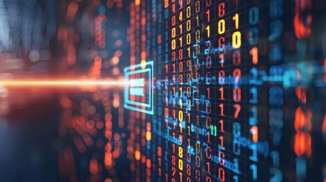 Digital Data Stream Cyber Security Binary Code Network Technology Abstract Background