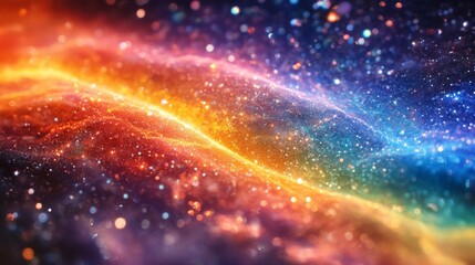 Obraz premium Abstract Glittering Cosmic Wave Of Orange And Blue