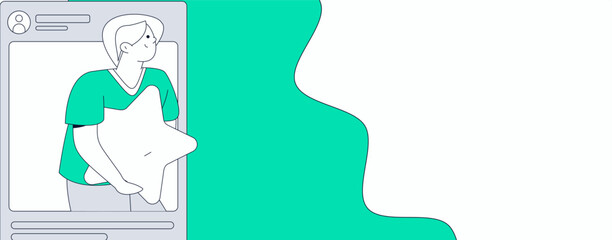 Virtual characters social communication concept business flat vector hand drawn illustration
