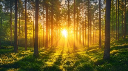 Obraz premium Panoramic view of the sun shining through the tree