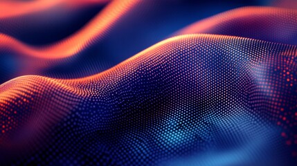 Elegant Abstract Waving Particle Technology on Blue Background