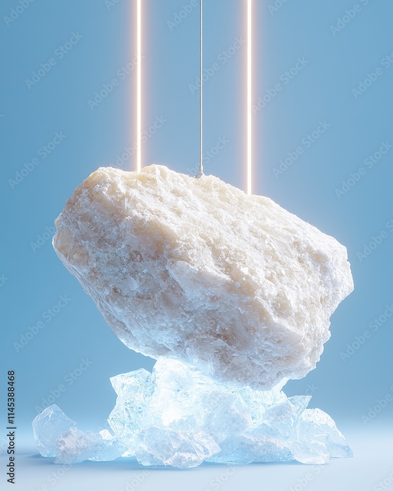 Poster gemstone breaking through ice studio setting digital art bright environment close-up view abstract c