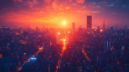 Fototapeta premium Interconnected Digital Landscape in a Futuristic Metropolis