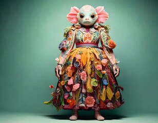 3D Creature Concept Art, Surreal Anthropomorphic Character, Whimsical Nature Fantasy Monster, Cute and Happy | AI Generated image