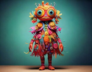 3D Creature Concept Art, Surreal Anthropomorphic Character, Whimsical Nature Fantasy Monster, Cute and Happy | AI Generated image