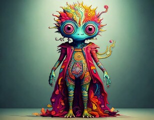 3D Creature Concept Art, Surreal Anthropomorphic Character, Whimsical Nature Fantasy Monster, Cute and Happy | AI Generated image