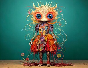 3D Creature Concept Art, Surreal Anthropomorphic Character, Whimsical Nature Fantasy Monster, Cute and Happy | AI Generated image