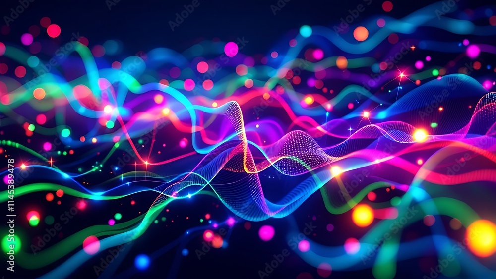 Aufkleber abstract digital data visualization with vibrant colors, showcasing dynamic data flow, technology, a