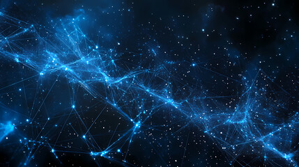 A celestial constellation outlined in luminous blue lines against a backdrop of a dark, starry night sky. Constellation. Illustration