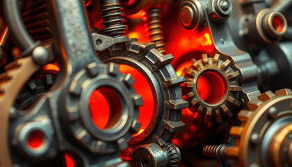 Fototapeta premium Inferno of Abstract Gears and Pipes