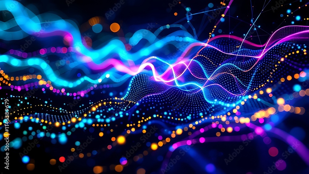 Aufkleber abstract digital data visualization with vibrant colors, showcasing dynamic data flow, technology, a