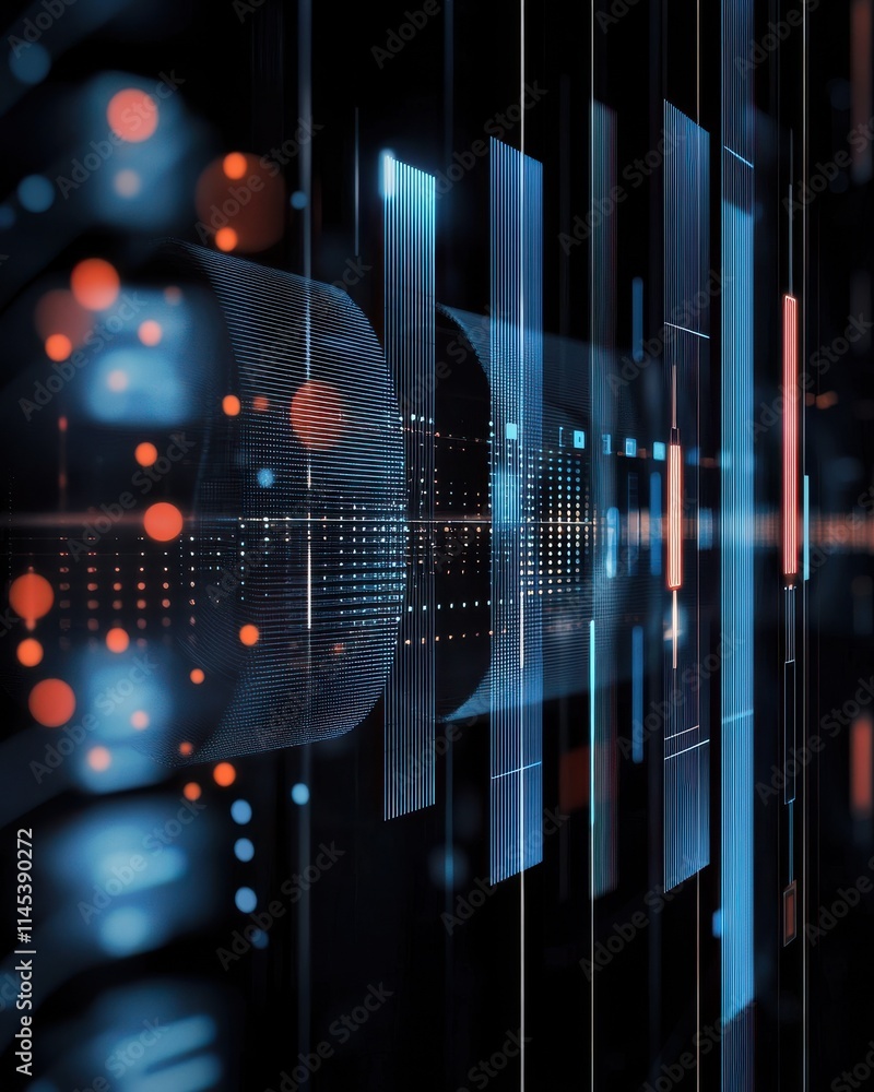 Poster dynamic vertical data visualization abstract digital environment infographic art technology concept