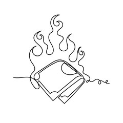 continuous line drawing money on fire sign