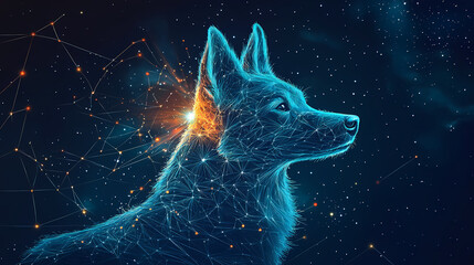 Canis major constellation with the star sirius shining brightly. Constellation. Illustration