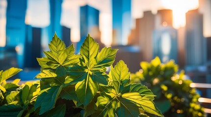 Obraz premium An urban jungle concept showcasing a futuristic cityscape where lush greenery intertwines with modern architecture, creating sustainable and eco-friendly urban spaces for businesses and communities