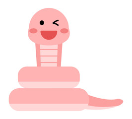 윙크하는 귀여운 분홍색 뱀 일러스트