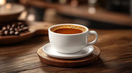 Obraz premium Freshly brewed espresso shot in a tiny white cup isolated on a transparent background ideal for coffeerelated branding