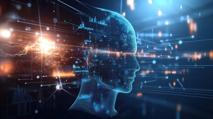 Fototapeta premium Ai surveillance and privacy concerns in modern technology digital world visual art futuristic environment conceptual view